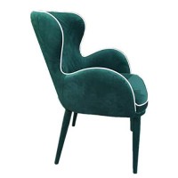 Benjara Wingback Fabric Dining Chair With Piping Detailed Edges, Green