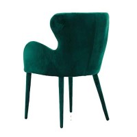 Benjara Wingback Fabric Dining Chair With Piping Detailed Edges, Green