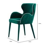 Benjara Wingback Fabric Dining Chair With Piping Detailed Edges, Green