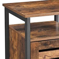 Benjara 236 Inches Louvered Door Wooden End Table, Brown And Black