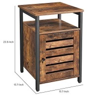 Benjara 236 Inches Louvered Door Wooden End Table, Brown And Black