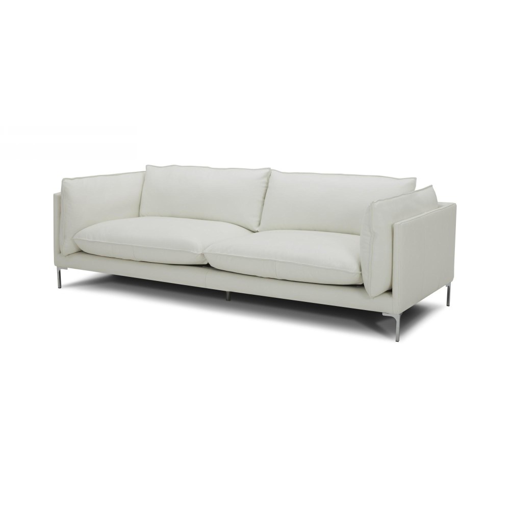 18 Inch Leather Sofa with Chrome Bracket Legs, White
