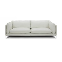 18 Inch Leather Sofa with Chrome Bracket Legs, White