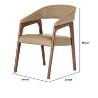 Benjara 17 Inches Curved Leatherette Dining Chair With Sled Base, Beige