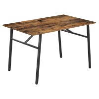 Benjara 47.2 Inches Metal Frame Dining Table With Braces, Brown And Black
