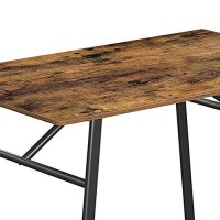 Benjara 47.2 Inches Metal Frame Dining Table With Braces, Brown And Black