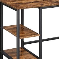 Benjara 54 Inches Metal Frame Computer Desk With 4 Shelves, Brown And Black