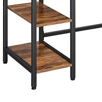 Benjara 54 Inches Metal Frame Computer Desk With 4 Shelves, Brown And Black