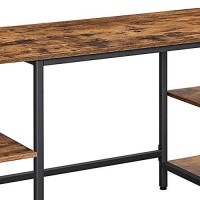 Benjara 54 Inches Metal Frame Computer Desk With 4 Shelves, Brown And Black