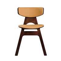Benjara Wooden And Fabric Dining Chair, Set Of 2, Brown And Orange
