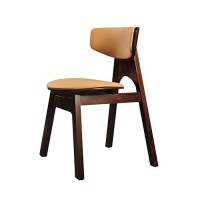 Benjara Wooden And Fabric Dining Chair, Set Of 2, Brown And Orange