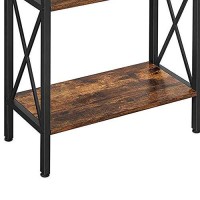 Benjara 4 Tier Metal Frame Bookcase With X Panel, Brown And Black