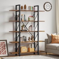 Yitahome 5 Tier Bookcase, Artsy Modern Bookshelf, Book Rack, Storage Rack Shelves In Living Room/Home/Office, Books Holder Organizer For Books/Movies - Rustic Brown