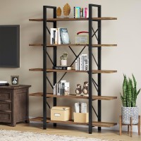 Yitahome 5 Tier Bookcase, Artsy Modern Bookshelf, Book Rack, Storage Rack Shelves In Living Room/Home/Office, Books Holder Organizer For Books/Movies - Rustic Brown