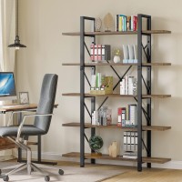 Yitahome 5 Tier Bookcase, Artsy Modern Bookshelf, Book Rack, Storage Rack Shelves In Living Room/Home/Office, Books Holder Organizer For Books/Movies - Rustic Brown