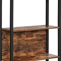 Benjara 65 Inches 5 Tier Metal Frame Bookcase, Brown And Black