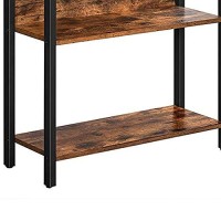 Benjara 65 Inches 5 Tier Metal Frame Bookcase, Brown And Black