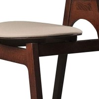 Benjara Wooden And Fabric Dining Chair, Set Of 2, Brown And Gray