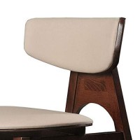 Benjara Wooden And Fabric Dining Chair, Set Of 2, Brown And Gray