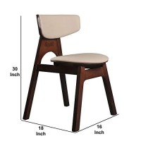 Benjara Wooden And Fabric Dining Chair, Set Of 2, Brown And Gray