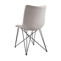 Benjara Leatherette Contoured Dining Chair With Interconnected Legs, Set Of 2, Gray