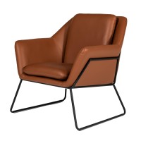 Industrial Style Faux Leather Accent Chair, Brown and Black