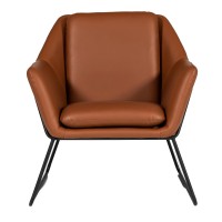 Industrial Style Faux Leather Accent Chair, Brown and Black