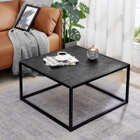 Saygoer Black Coffee Table Small Square Coffee Tables Simple Modern Center Table For Living Room Home Office 27.6 * 27.6 * 15.7Inch, Easy Assembly, Black Faux Marble