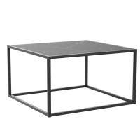 Saygoer Black Coffee Table Small Square Coffee Tables Simple Modern Center Table For Living Room Home Office 27.6 * 27.6 * 15.7Inch, Easy Assembly, Black Faux Marble