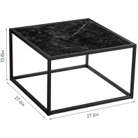 Saygoer Black Coffee Table Small Square Coffee Tables Simple Modern Center Table For Living Room Home Office 27.6 * 27.6 * 15.7Inch, Easy Assembly, Black Faux Marble