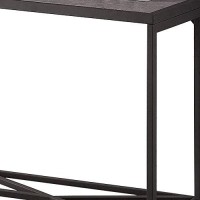Benjara 30 Inch Metal Sofa Table With Faux Slate Top, Gray And Black