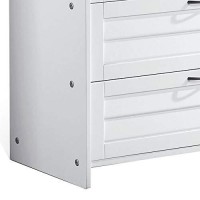 Benjara Transitional Shutter Design Wooden Chest With 3 Drawers, White