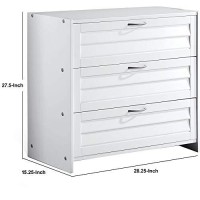 Benjara Transitional Shutter Design Wooden Chest With 3 Drawers, White