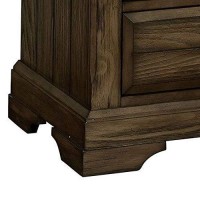 Benjara Transitional 3 Drawer Wooden Nightstand With Bracket Feet, Brown