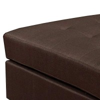 Benjara 34 Inch Fabric Upholstered Ottoman With Button Tufting, Brown