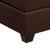 Benjara 34 Inch Fabric Upholstered Ottoman With Button Tufting, Brown