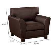 Benjara Transitional Style Chair With Pillow Backrest And Flared Armrests, Brown