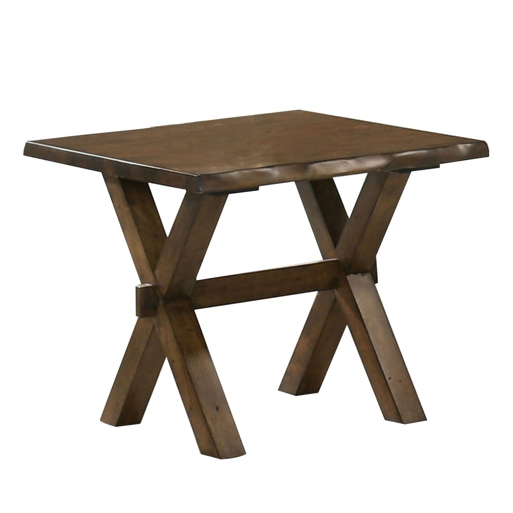 Benjara 20 Inch Wooden End Table With X Shaped Legs, Brown