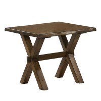 Benjara 20 Inch Wooden End Table With X Shaped Legs, Brown