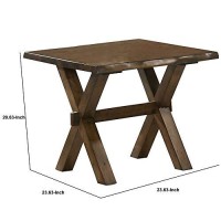 Benjara 20 Inch Wooden End Table With X Shaped Legs, Brown