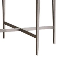 Benjara Round Glass Top Metal End Table With Sleek Tapered Legs, Silver