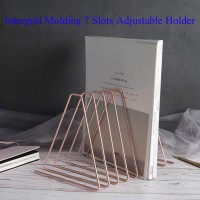 Mantouxixi Adjustable Triangle Book Holder, Rose Gold, 7 Slots, Metal Wire Desktop Organizer, Portable, Decorative