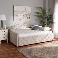 Baxton Studio Becker Modern and Contemporary Transitional Beige Fabric Upholstered Queen Size Daybed