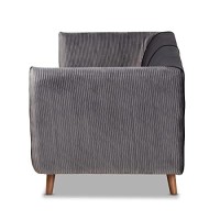 Baxton Studio Beacher Modern and Contemporary Grey Velvet Fabric Upholstered and Walnut Brown Finished Wood Sofa