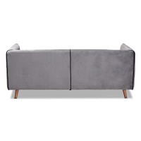 Baxton Studio Beacher Modern and Contemporary Grey Velvet Fabric Upholstered and Walnut Brown Finished Wood Sofa