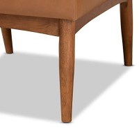 Baxton Studio Sanford Mid-Century Modern Tan Faux Leather Upholstered and Walnut Brown Finished Wood Dining Chair