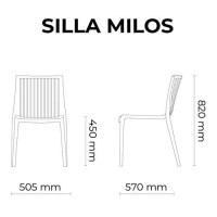 Lagoon, Milos (Without Armrests) - Set Of 2 Chairs 7203 B. Chair Injected In Polypropylene With High Quality Fiberglass, Uv Portecci?N, Resistant To Humidity And Salt Climate (2, Amber)