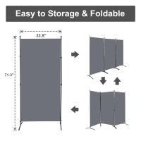 Yasrkml 3 Panel Room Divider Partition Room Dividers, Folding Privacy Screen For Office, Room Separators Divider Freestanding Indoor Changing Roond Divider Screen Fabric Panel For Study Bedroom Grey