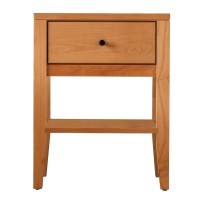 Mid Century Modern Wooden 1 Drawer Nightstand with Shelf, Light Oak Brown