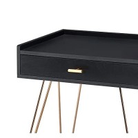 Benjara 235 Inches 1 Drawer End Table With Hairpin Legs, Black And Copper